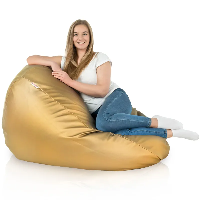 Lekka Jasnożółta Pufa Worek Sako Dla Dzieci Ekoskóra – Świetna do domu i ogrodu