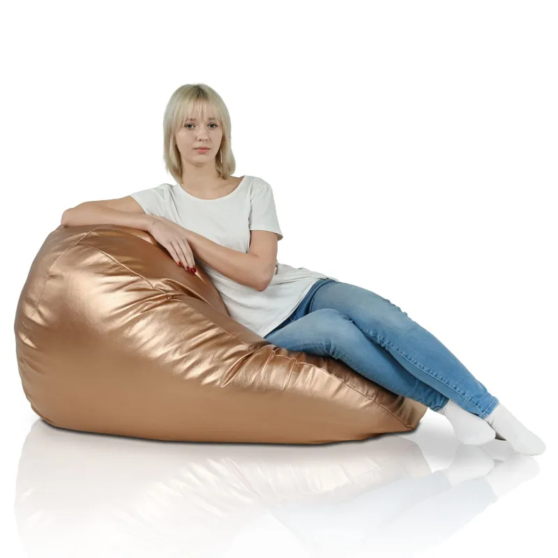 Lekka Jasnożółta Pufa Worek Sako Dla Dzieci Ekoskóra – Świetna do domu i ogrodu