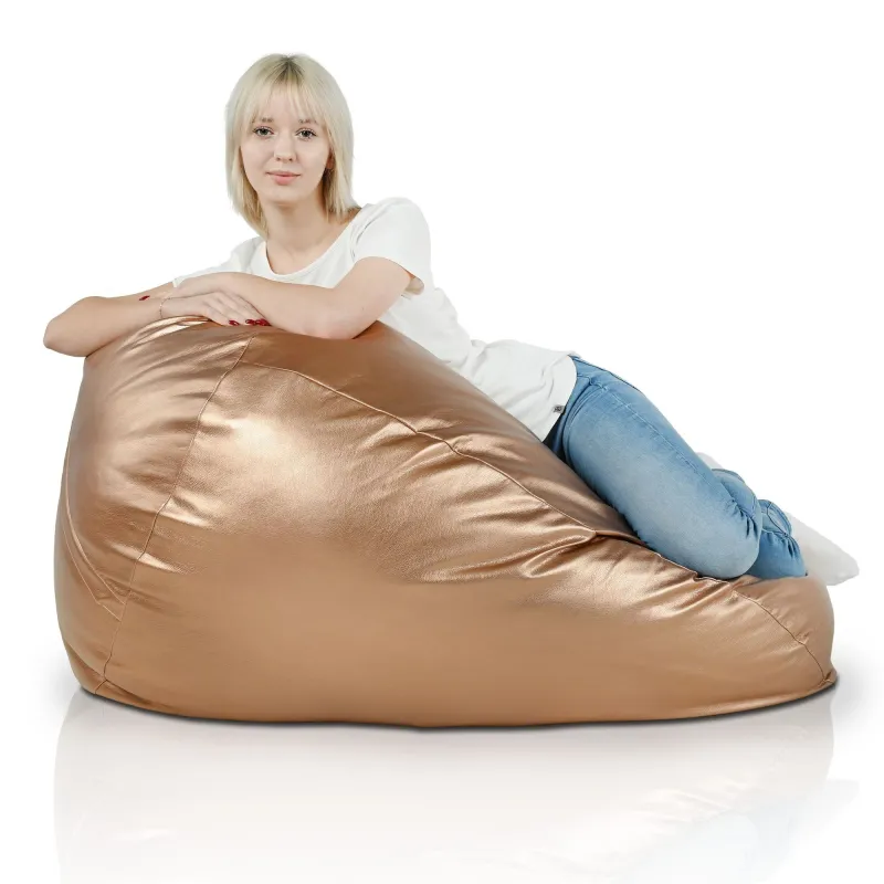 Lekka Jasnożółta Pufa Worek Sako Dla Dzieci Ekoskóra – Świetna do domu i ogrodu