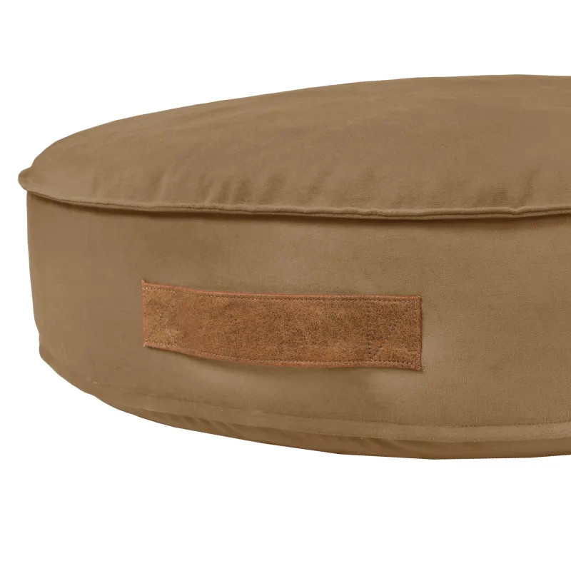 Wygodne Beżowy  Plusz Okrągłe Legowisko – Z oddychającą strukturą